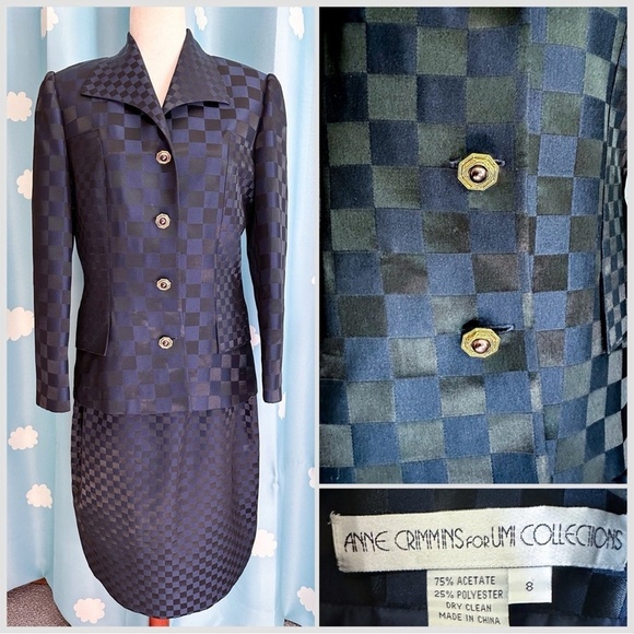 Anne Crimmins vintage checkered blue suit. - Picture 11 of 16